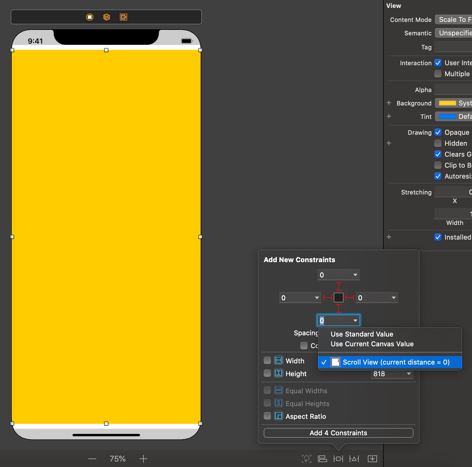 Cài đặt UIScrollView với Auto Layout trong Interface Builder Fx Studio