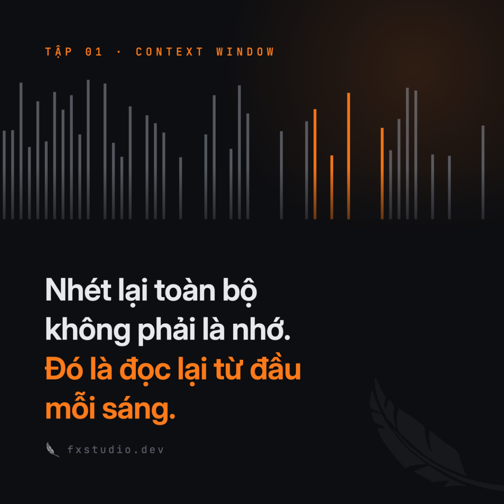 Card câu chốt tập 01: Nhét lại toàn bộ không phải là nhớ. Đó là đọc lại từ đầu mỗi sáng.