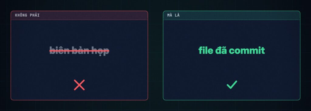 Bằng chứng audit: không phải biên bản họp, mà là file đã commit